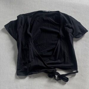 Brandy Melville Black Wrap Tie Front Top